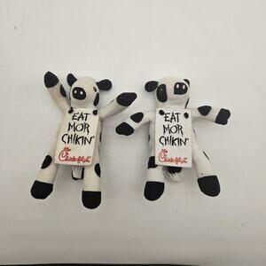 Vintage 2002 Chick-fil-A Eat Mor Chikin Cow Plush Lot of 2 Promo Toys 6 Inch